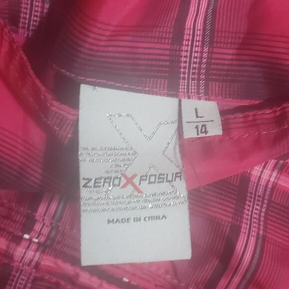 ZeroXposur Girls Pink Reversible Full Zip Plaid Fleece Jacket Size Large - Picture 2 of 10